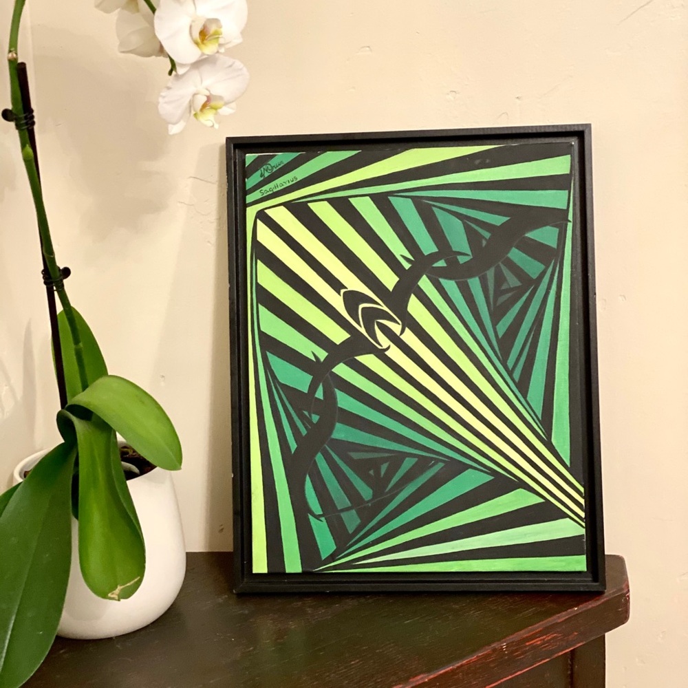 Straight Shot of Sagittarius Original hand made painting artist J Cruz astrology